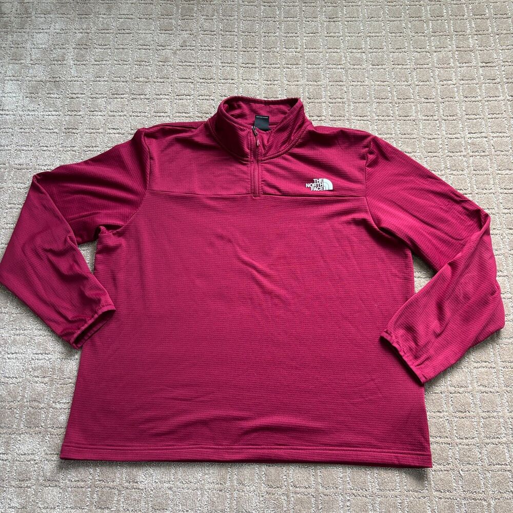 The North Face Pullover Shirt Mens XXL 1/4" Zip Maroon Lightweight Casual Hike
